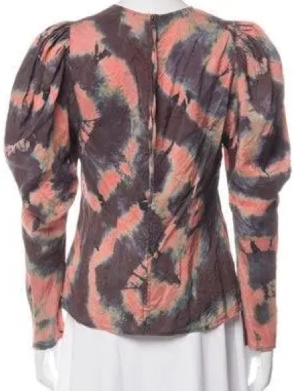ULLA JOHNSON Rosewood 100% Silk Tie Dye Ora Long Sleeve Blouse - Picture 4 of 9